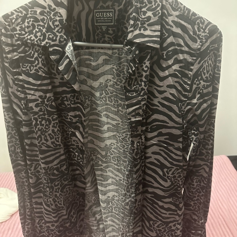 Guess Zebra Print Button-Up Shirt